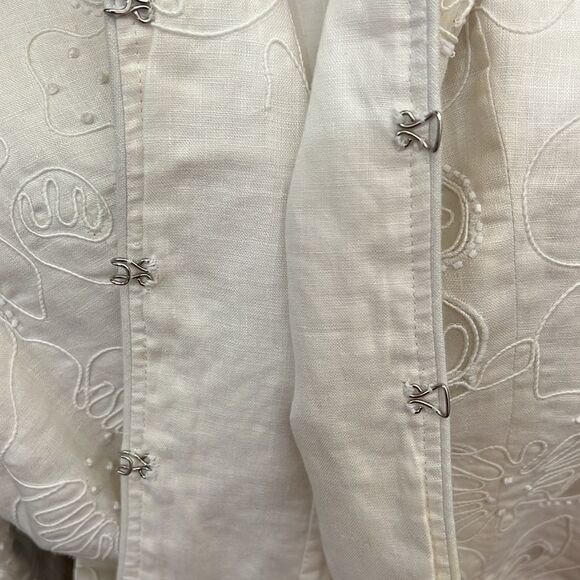 Lafayette 148 Jacket Elegant White Embroidered Women's Size 6 Embroidered Beaded - Picture 11 of 12